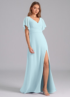 Azazie Ambrosia Bridesmaid Dresses Cloud Blue A-Line Pleated Chiffon Dress image5
