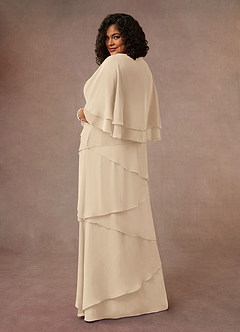 Azazie OHara Mother of the Bride Dresses Champagne A-Line V-Neck Chiffon Dress image11