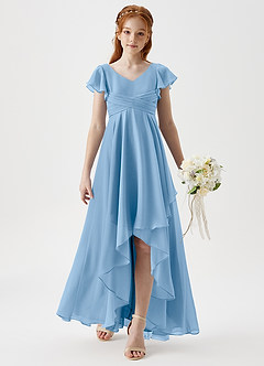 Azazie Caria Junior Powder Blue A-Line Pleated Chiffon Dress image3