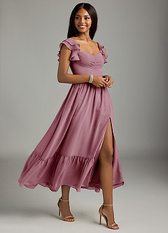 Azazie Anaya Bridesmaid Dresses Vintage Mauve A-Line Pleated Chiffon Dress image3
