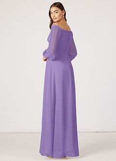 Azazie Rubina Bridesmaid Dresses A-Line Long Sleeve Chiffon Floor-Length Dress image2