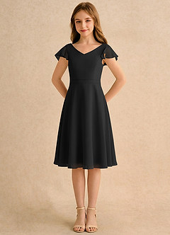 Azazie Narin Girls Formal Blomsterpigekjoler A-Line med ærmer Chiffon Knælængde Kjole image5