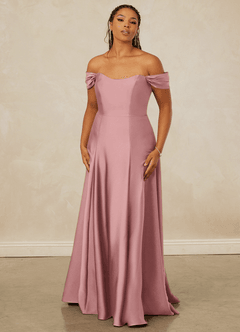 Christian Siriano Bridal for Azazie 1002 Bridesmaid Dresses Dusty Rose A-Line Off the Shoulder Stretch Satin Convertible Dress image8