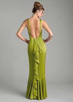 Azazie Tamera Bridesmaid Dresses Lemongrass Mermaid Pleated Stretch Satin Dress image1