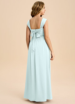 Azazie Hattie Junior Sea Glass A-Line Pleated Stretch Satin Dress image7