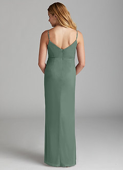 Azazie Deandra Junior Eucalyptus Sheath Stretch Chiffon Dress image2