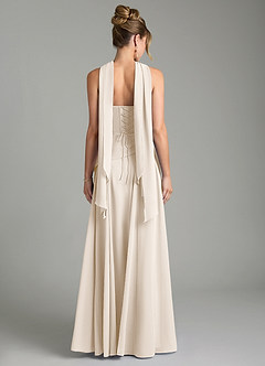 Azazie Gabriela Bridesmaid Dresses White Alabaster A-Line Corset Chiffon Dress image2