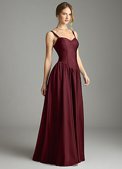 Azazie Evadina Suknie dla druhen Linia A Gorset Satyna elastyczna Do ziemi Sukienka image4