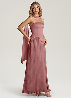 Azazie Tierney Abiti da Damigella Abito Convertibile A-Line in Chiffon Senza Cinturino Rosa Del Deserto image7