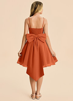 Azazie Arie Junior Burnt Orange A-Line Ruched Chiffon Dress image1