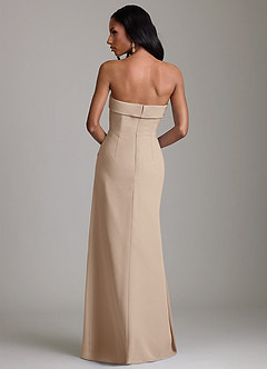 Azazie Aretha Bridesmaid Dresses Taupe A-Line Strapless Chiffon Dress image2