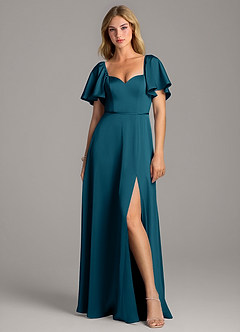 Azazie Chloe Bridesmaid Dresses Ink Blue A-Line Sweetheart Neckline Stretch Satin Dress image4