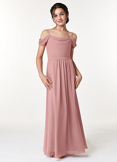 Azazie Alivia Junior Amethyst A-Line Off the Shoulder Chiffon Dress image4