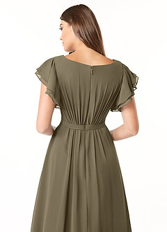 Azazie Daphne Modest Bridesmaid Dresses A-Line Ruffled Chiffon Floor-Length Dress image5