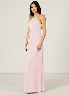 Azazie Sarah Brautjungfernkleider Empire Plissee Chiffon Kleid Zartrosa image4