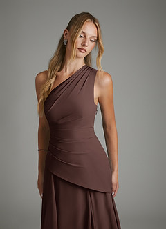 Azazie Holly Bridesmaid Dresses Ganache A-Line Corset Chiffon Dress image7