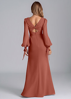 Azazie Mero Bridesmaid Dresses Auburn Mermaid Long Sleeve Chiffon Dress image3