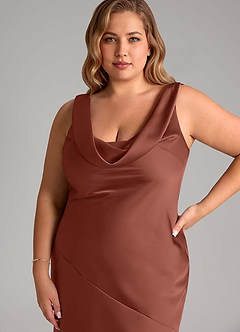 Azazie Rylina Bridesmaid Dresses Auburn Mermaid Stretch Satin Dress image11