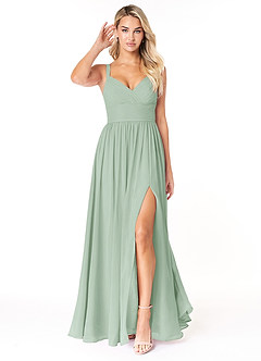 Azazie Chanel Bridesmaid Dresses Agave A-Line Pleated Chiffon Dress image1