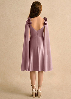 Azazie Resa Sukienki dla dziewczynek sypiących kwiaty Linia A Pofałdowany Matowy satynowy Długość do kolan Sukienka image4