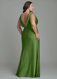 Azazie Kieryn Bridesmaid Dresses Basil Mermaid Pleated Stretch Satin Dress image8