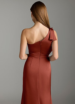 Azazie Rinna Bridesmaid Dresses Terracotta Mermaid Ruched Stretch Satin Dress image7