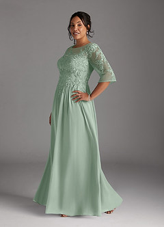 Azazie Mirielle Mother of the Bride Dresses Agave A-Line Scoop Lace Chiffon Dress image10