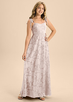 Azazie Rosey Junior Blushing Pink A-Line Sweetheart Neckline Floral Burnout Dress image7