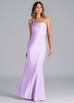 Azazie Driea Brudtärnklänningar Klä av Sjöjungfru i Stretch Satin Ena axeln Lila image3