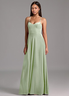 Azazie Mei Bridesmaid Dresses Dusty Sage A-Line Corset Velvet Dress image1