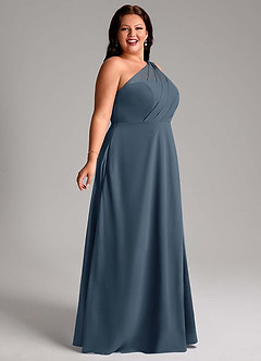 Azazie Phaedra Bridesmaid Dresses Neptune A-Line One Shoulder Chiffon Dress image9
