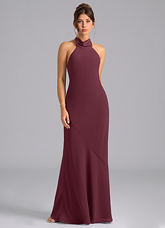Azazie Velli Bridesmaid Dresses Cabernet Mermaid Bow Chiffon Dress image6