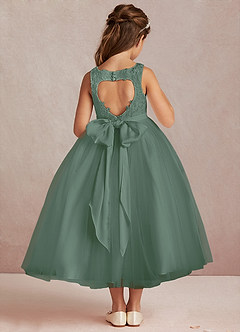 Azazie Calla Flower Girl Dresses Eucalyptus Ball-Gown Lace Tulle Dress image3