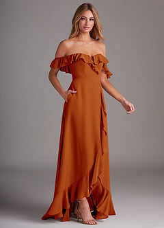 Azazie Lyra Bridesmaid Dresses Paprika A-Line Chiffon Convertible Dress image6