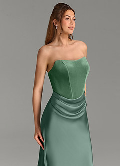 Azazie Morgan Jurken voor bruidsmeisjes Jurk van Stretch Satijn met Zeemeermin Strapless Eucalyptus image2