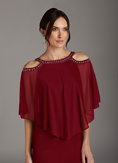 Azazie Junibee Mother of the Bride Dresses Burgundy Sheath Sequins Mesh Dress image2