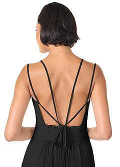 Azazie Farren Bridesmaid Dresses Black A-Line Pleated Chiffon Convertible Dress image8