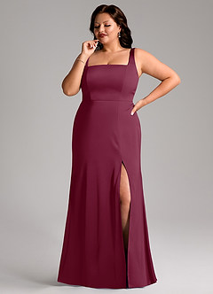 Azazie Frostine Brautjungfernkleider A-Linie Schleifen Stretch-Satin Kleid Maulbeerrot image10