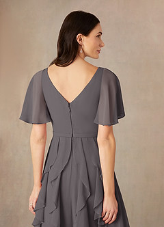 Azazie Watson Mother of the Bride Dresses Steel Grey A-Line V-Neck Chiffon Dress image5