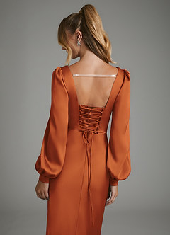 Azazie Brianna Bridesmaid Dresses Cinnamon Mermaid Corset Stretch Satin Dress image2