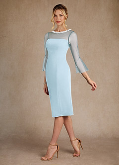 Azazie Bellevue Mother of the Bride Dresses Sky Blue Sheath Beaded Stretch Crepe Dress image5