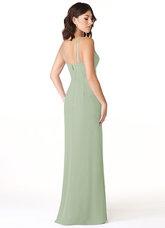 Azazie Leo Bridesmaid Dresses Dusty Sage Mermaid V-Neck Pleated Chiffon Dress image4