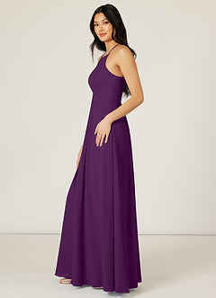 Azazie Sarah Bridesmaid Dresses Grape Empire Pleated Chiffon Dress image3