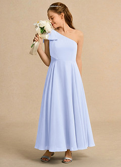 Azazie Guppy Girls Formal Flower Girl Dresses Lavender A-Line One Shoulder Chiffon Dress image5