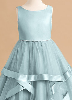 Azazie Posy Blumenmädchenkleider A-Linie Mit Perlen Tüll Kleid Nebel image5