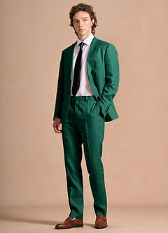 front Harrison Smaragd Anzug aus 100 % Leinen