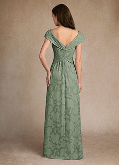 Azazie Myrtle Mother of the Bride Dresses Matcha A-Line Pleated Floral Burnout Dress image3