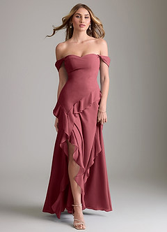Azazie Sloane Bridesmaid Dresses Merlot A-Line Sweetheart Neckline Chiffon Dress image5