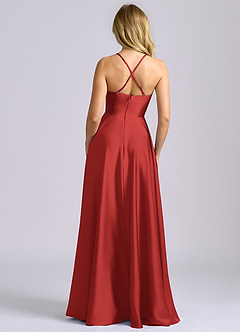 Azazie Truce Abiti da Damigella Abito A-Line in Raso Elasticizzato Melograno image2