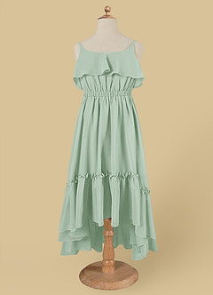 Azazie Karmen Flower Girl Dresses Agave A-Line Ruched Chiffon Dress image6